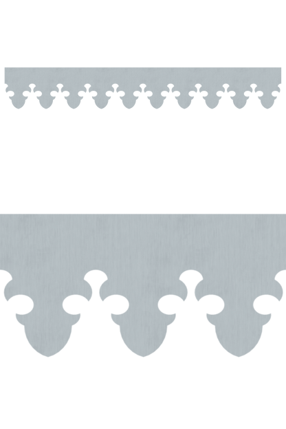 Détail du lambrequin Cauterets en métal zinc, motif décoratif pour bord de toit et fenêtre, vue rapprochée sur la frise 110mm découpée, ORNABAT