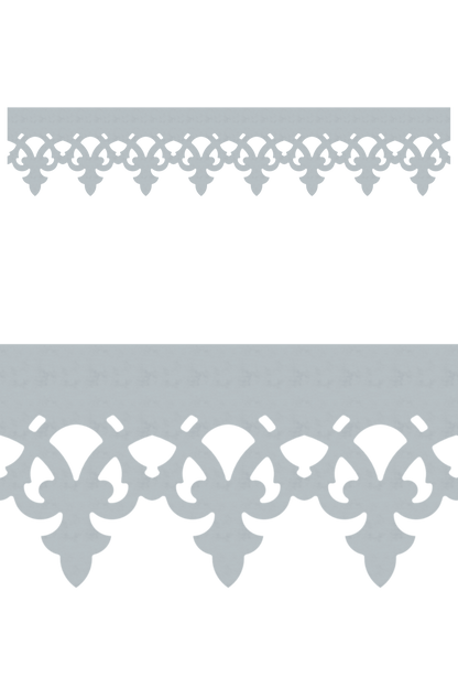 Détail du lambrequin Fecamp en métal zinc, motif décoratif pour bord de toit et fenêtre, vue rapprochée sur la frise 170mm découpée, ORNABAT