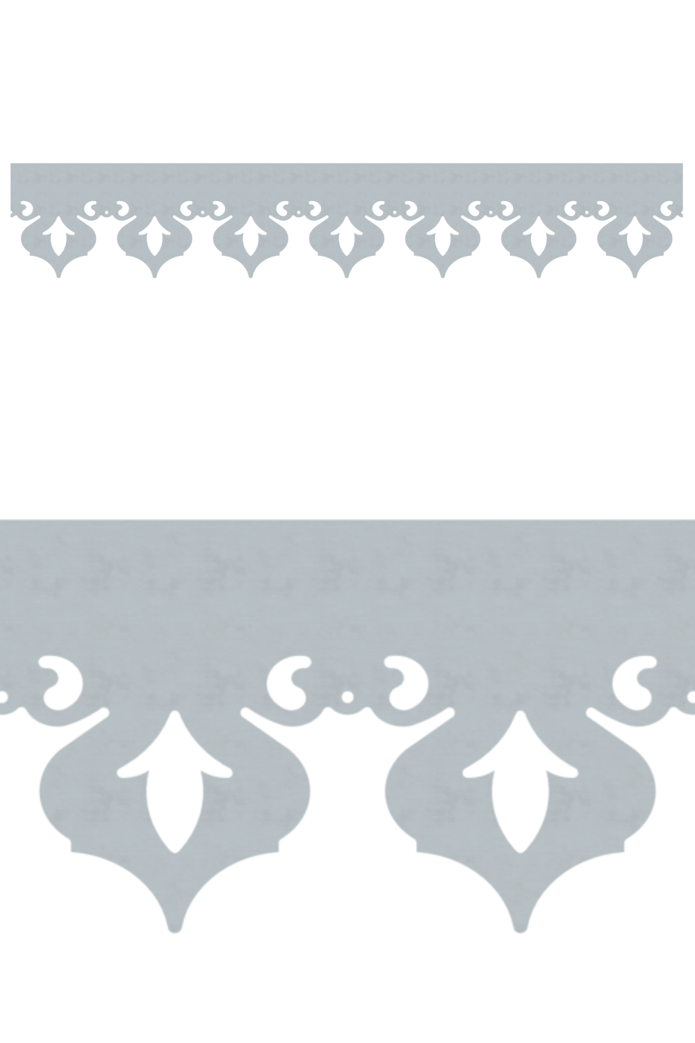 Détail du lambrequin Granville en métal zinc, motif décoratif pour bord de toit et fenêtre, vue rapprochée sur la frise 135mm découpée, ORNABAT