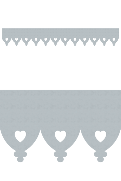 Détail du lambrequin Romans en métal zinc, motif décoratif pour bord de toit et fenêtre, vue rapprochée sur la frise 80mm découpée, ORNABAT