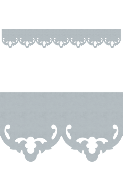 Détail du lambrequin Vannes en métal zinc, motif décoratif pour bord de toit et fenêtre, vue rapprochée sur la frise 105mm découpée, ORNABAT