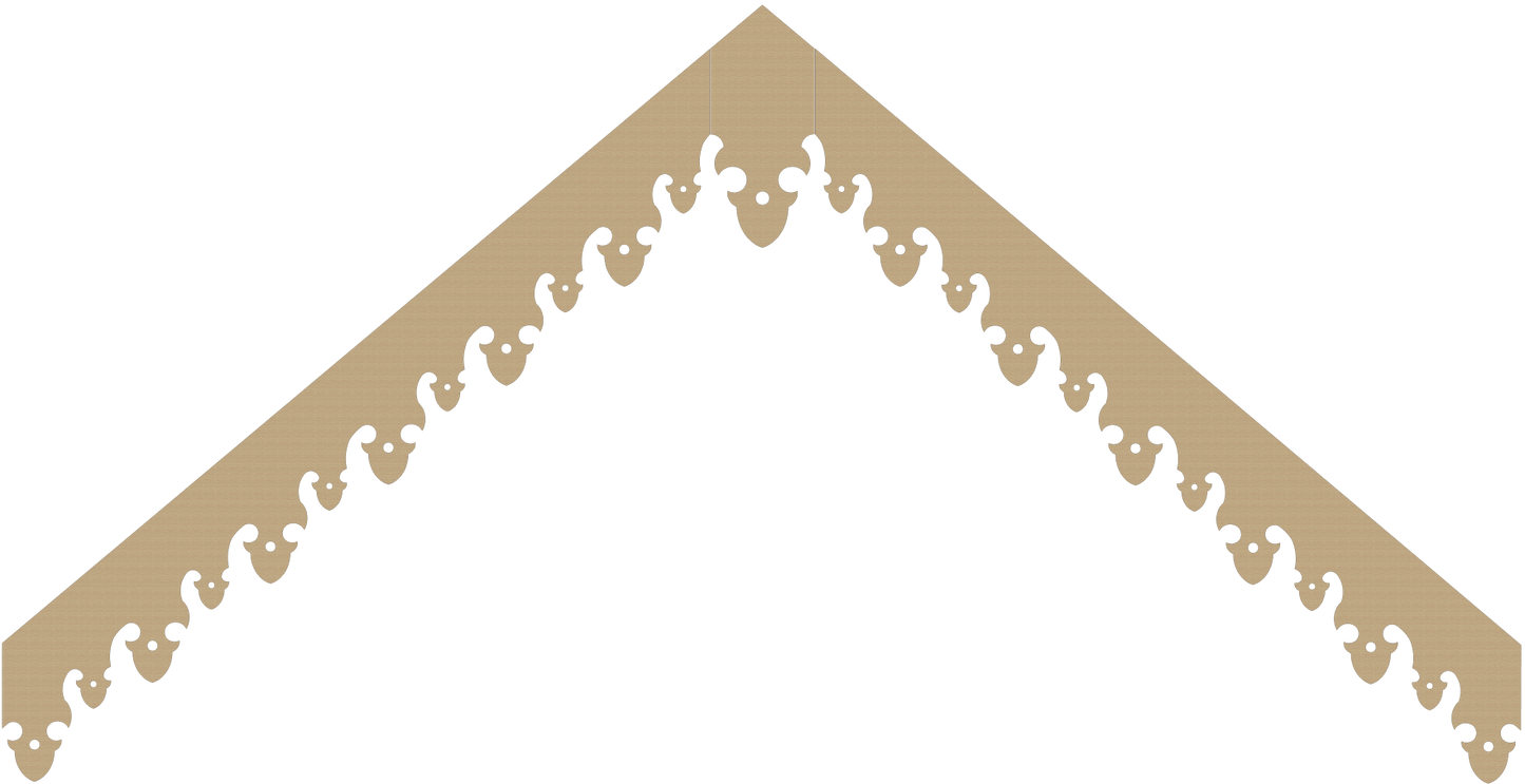 Lambrequin rampant décoratif Argeles pour pignon avec médaillon central en bois contreplaqué extérieur, ORNABAT