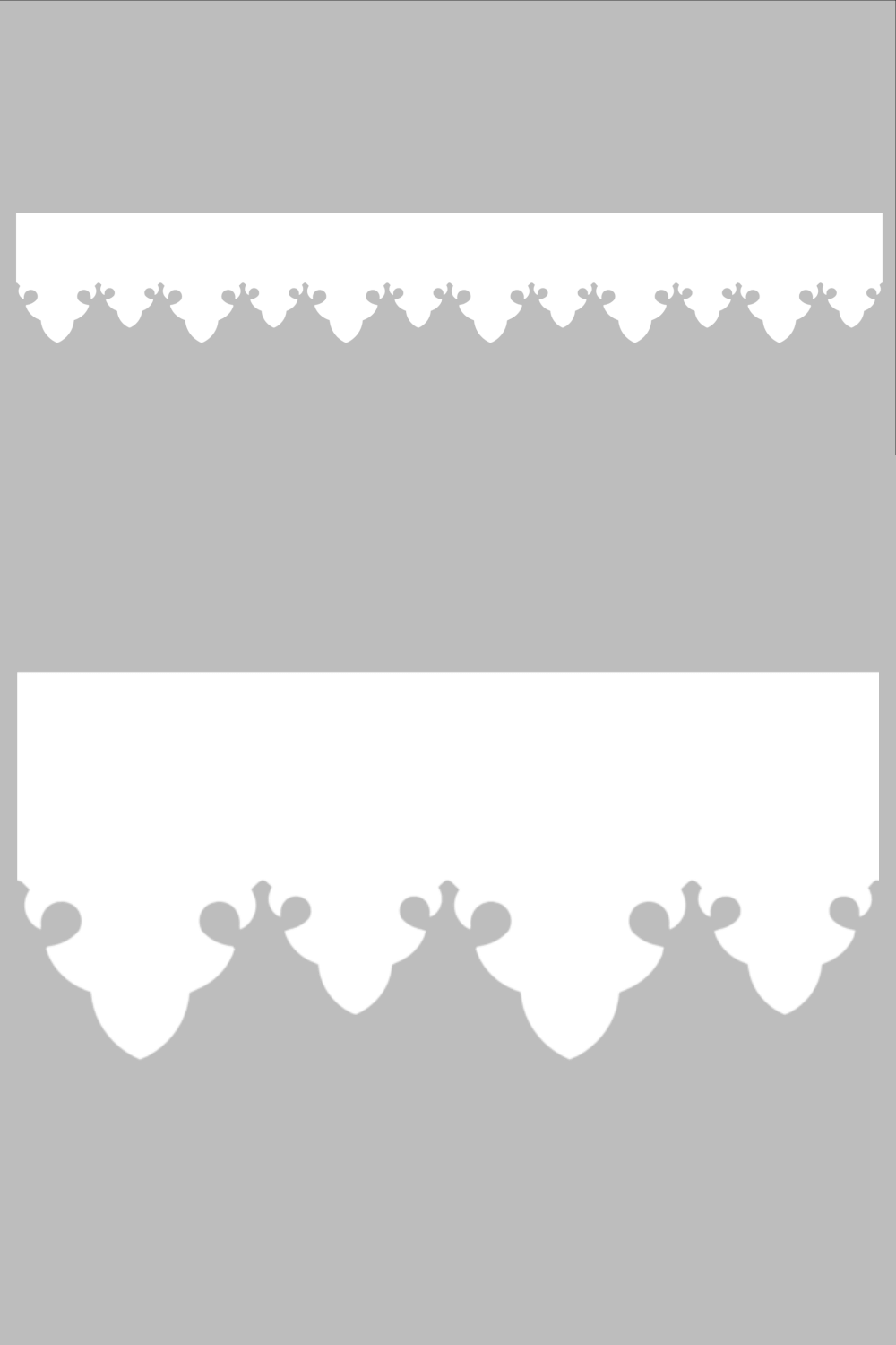 Détail du lambrequin Arreau blanc en PVC, motif décoratif pour toit, vue rapprochée sur la frise 85mm découpée, ORNABAT