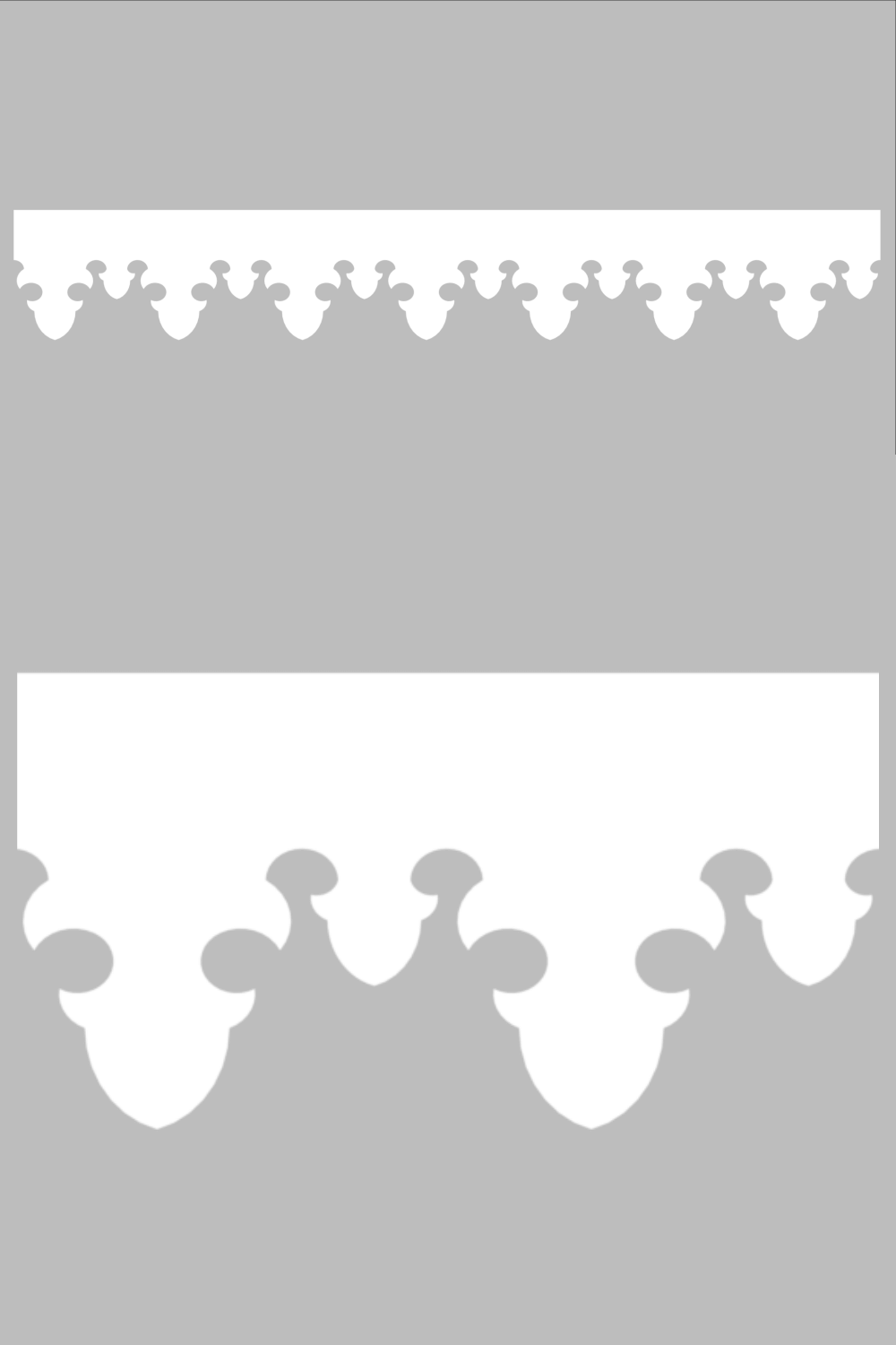 Détail du lambrequin Gavarnie blanc en PVC, motif décoratif pour toit, vue rapprochée sur la frise 110mm découpée, ORNABAT