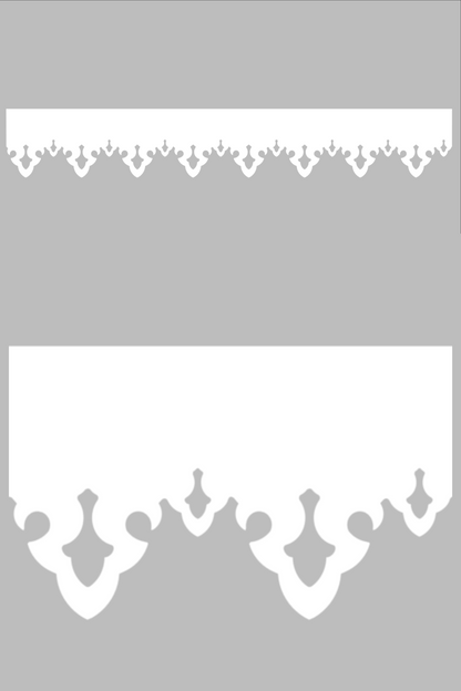 Détail du lambrequin Tarbes blanc en PVC, motif décoratif pour toit, vue rapprochée sur la frise 105mm découpée, ORNABAT
