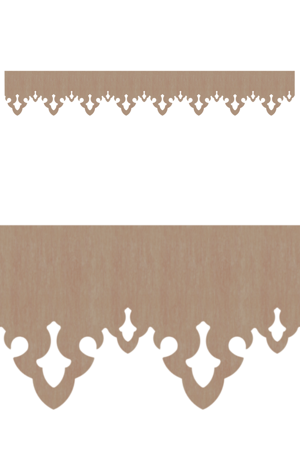 Détail du lambrequin Tarbes en bois, motif décoratif pour toit, vue rapprochée sur la frise 105mm découpée, ORNABAT