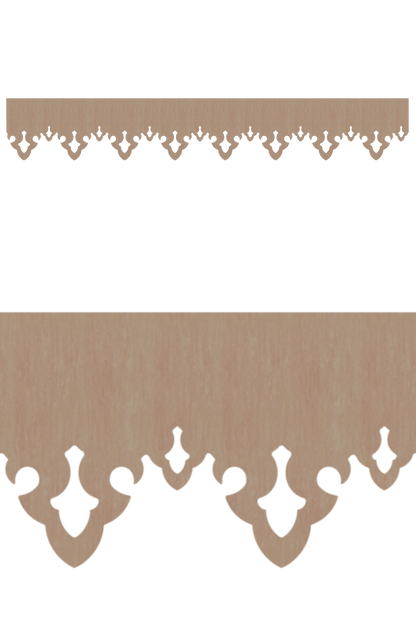 Détail du lambrequin Tarbes en bois, motif décoratif pour toit, vue rapprochée sur la frise 105mm découpée, ORNABAT