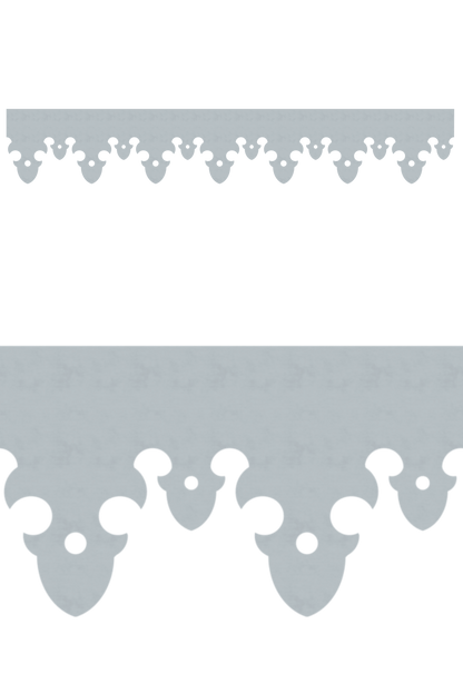 Détail du lambrequin Argeles en métal zinc, motif décoratif pour toit, vue rapprochée sur la frise 125mm découpée, ORNABAT