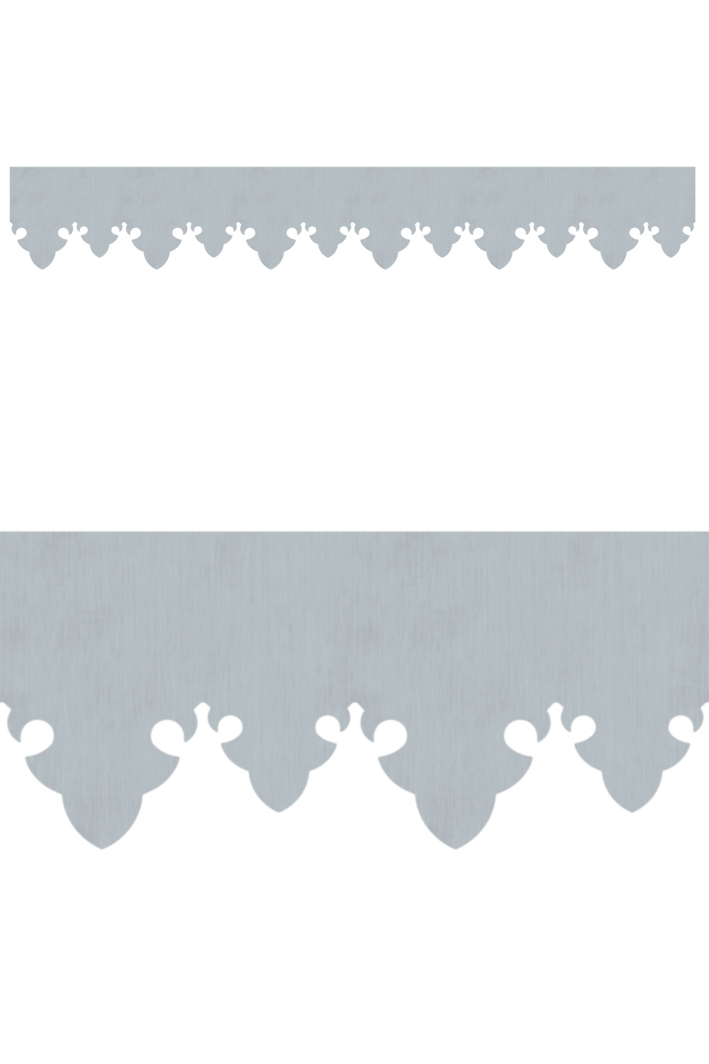 Détail du lambrequin Arreau en métal zinc, motif décoratif pour toit, vue rapprochée sur la frise 85mm découpée, ORNABAT