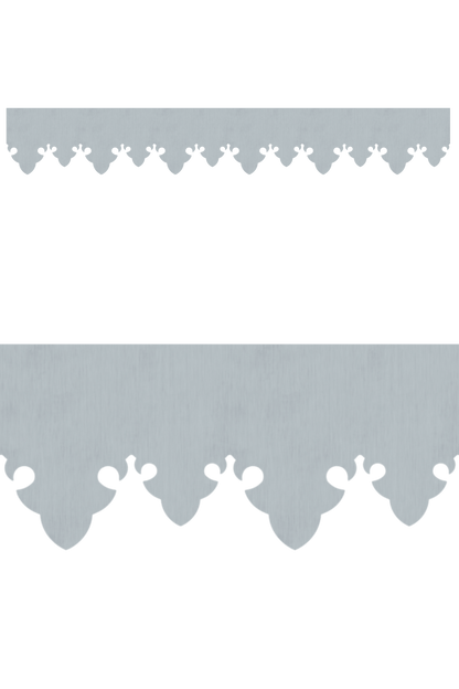 Détail du lambrequin Arreau en métal zinc, motif décoratif pour toit, vue rapprochée sur la frise 85mm découpée, ORNABAT