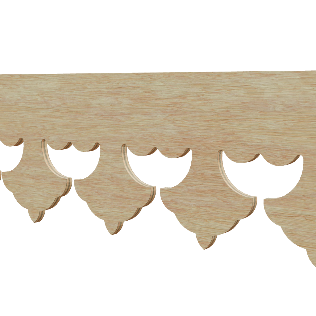 Modèle 3D lambrequin de façade Cannes en bois, frise 105 mm, ORNABAT