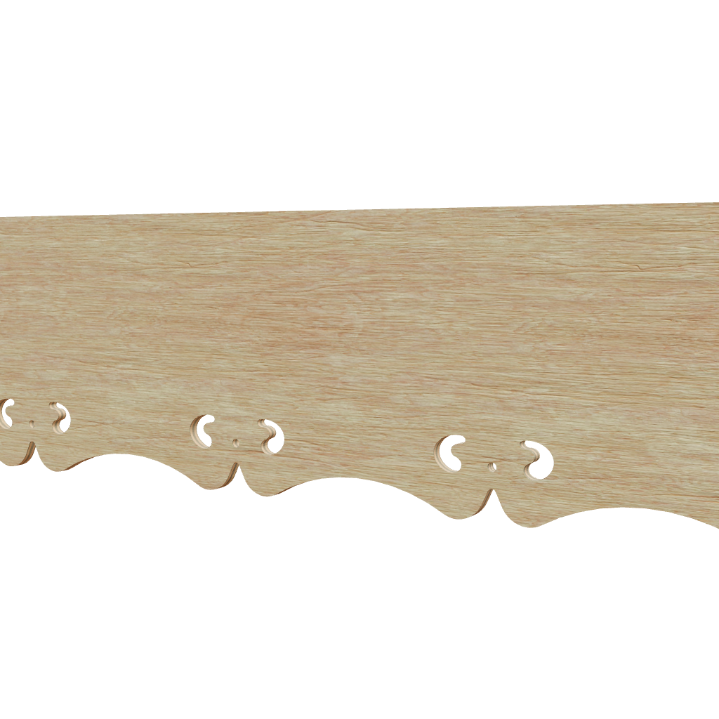 Modèle 3D lambrequin extérieur de fenêtre Breville en bois, décor 70 mm, ORNABAT