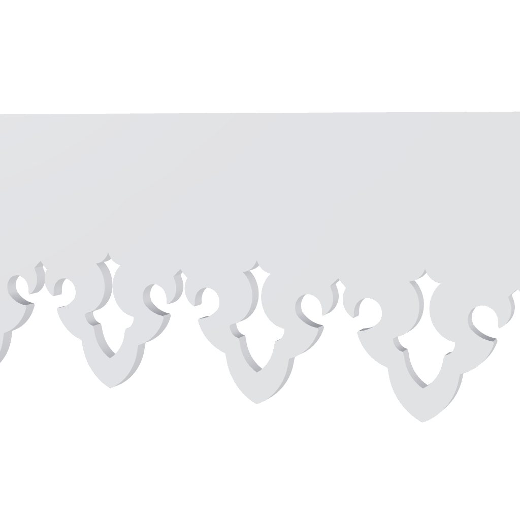 Modèle 3D lambrequin de façade Saint-Lary en PVC blanc, frise 93 mm, ORNABAT