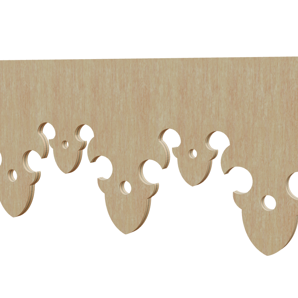 Modèle 3D lambrequin de toit Argeles en bois, frise 125 mm, ORNABAT