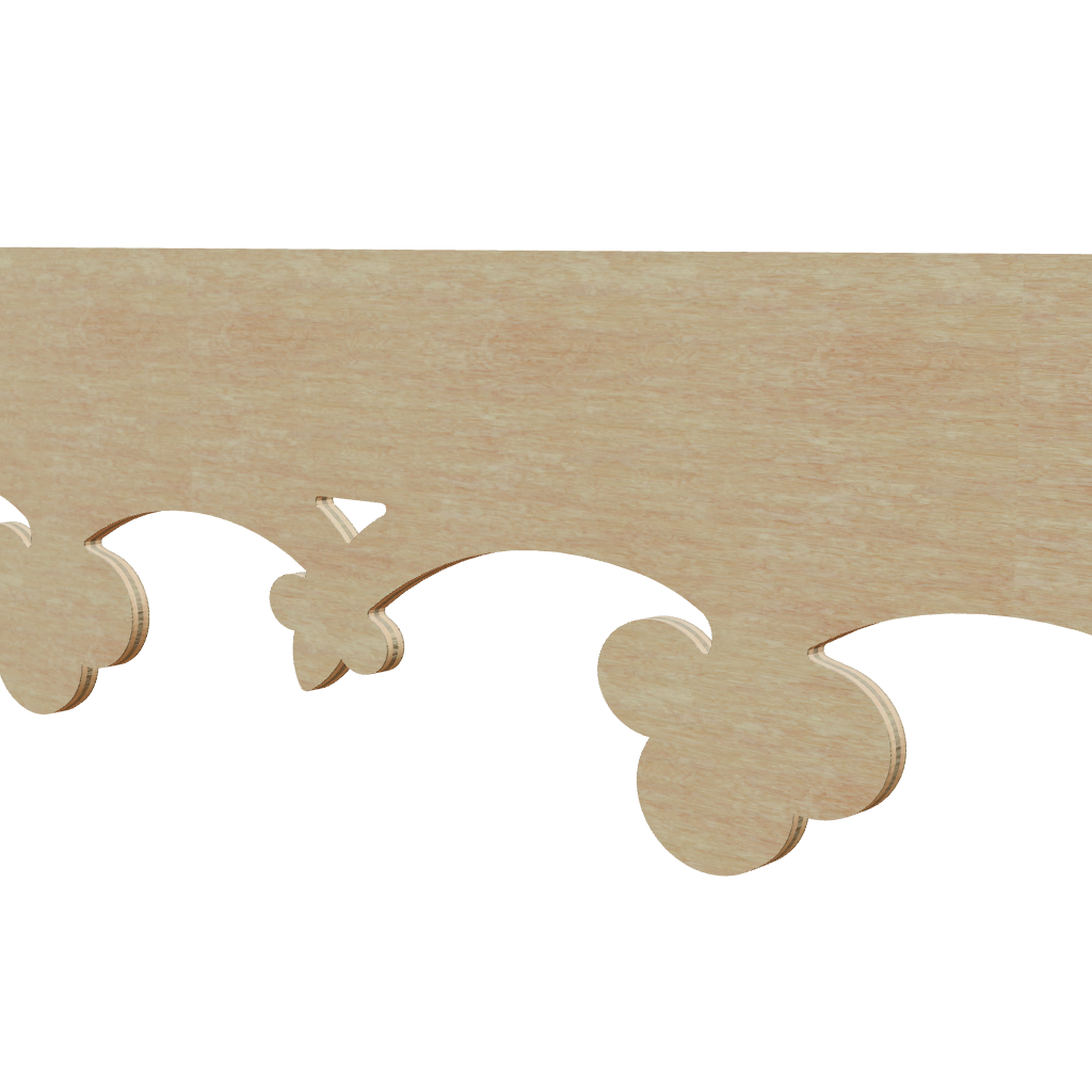 Modèle 3D lambrequin de toit Les-Dalles en bois, frise 120 mm, ORNABAT