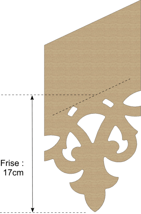 Echantillon lambrequin modèle FECAMP - Pente 25° - Frise 170mm