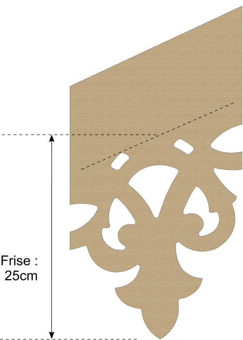Echantillon lambrequin modèle FECAMP - Pente 25° - Frise 250mm