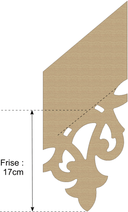 Echantillon lambrequin modèle FECAMP - Pente 40° - Frise 170mm