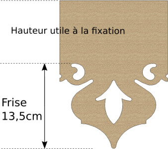 Echantillon lambrequin bois - modèle GRANDVILLE - Frise 13,5cm