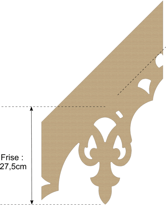 Echantillon lambrequin modèle MERVILLE - Pente 45° - Frise 275mm