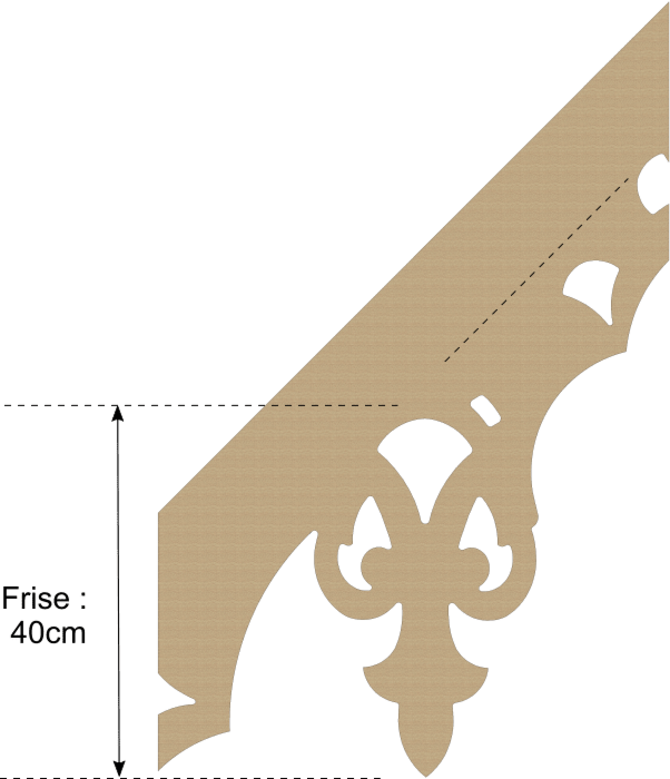 Echantillon lambrequin modèle MERVILLE - Pente 45° - Frise 400mm